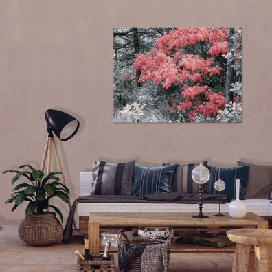 Leinwandbild Baum Wald Natur Rot Grau Wandekko Wohnzimmer Schlafzimmer