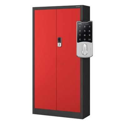 Büroschrank aus Metall mit Zahlenschloss, anthrazit-rot: DANIEL, 900 x 1850 x 400 mm