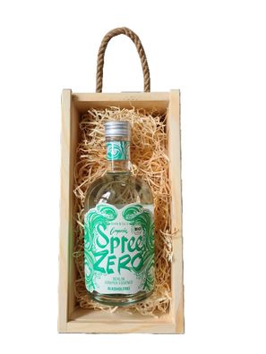 Spree GIN - Zero Bio Alkoholfrei in einer Holzbox mit Tragekordel Geschenk