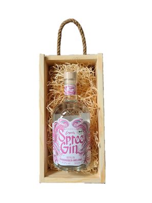 Spree GIN - Rhabarber Melone Bio Spree GIN - in einer Holzbox mit Tragekordel