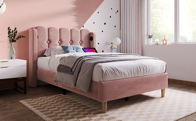 Sonnenh Polsterbett Rose 90 x 200 cm mit USB & Stauraum