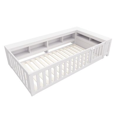 Sonnenh Kinderbett Weiß 90 x 200 cm mit Stauraum