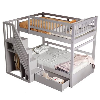 Sonnenh Etagenbett Grau 90 x 200 cm mit Stauraum