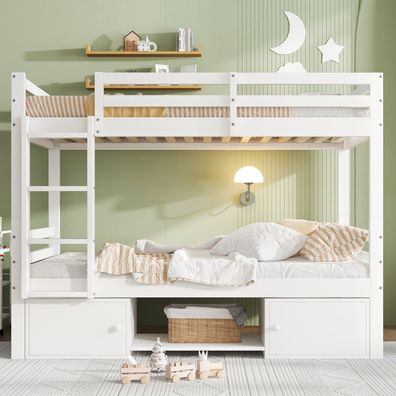 Sonnenh Etagenbett Weiß 90 x 200 cm mit Stauraum