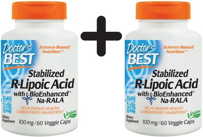 2 x Doctors Best Best Stabilized R-Lipoic Acid, 100mg - 60 vcaps