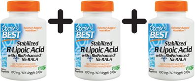 3 x Doctors Best Best Stabilized R-Lipoic Acid, 100mg - 60 vcaps