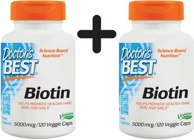 2 x Doctors Best Biotin, 5000mcg - 120 vcaps
