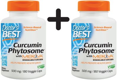 2 x Doctors Best Curcumin Phytosome with Meriva, 500mg - 180 vcaps