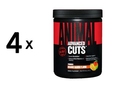 4 x Universal Nutrition Animal Cuts Powder (235g) Orange Mango