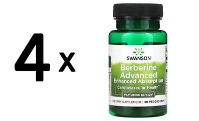 4 x Swanson Berberine Advanced Enhanced Absorption - 30 vcaps