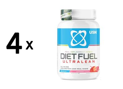 4 x USN Diet Fuel Ultralean (1000g) Strawberry Cream