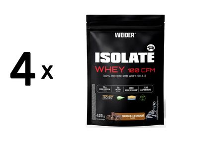 4 x Weider Isolate Whey 100 CFM (420g) Chocolate Fondant