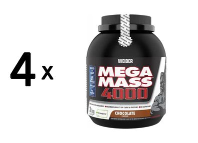 4 x Weider Mega Mass 4000 (3000g) Chocolate