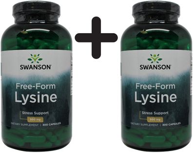 2 x Swanson L-Lysine, 500mg Free-Form - 300 caps