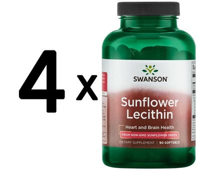 4 x Swanson Sunflower Lecithin - 90 softgels