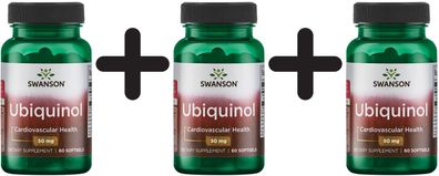3 x Swanson Ubiquinol, 50mg - 60 softgels