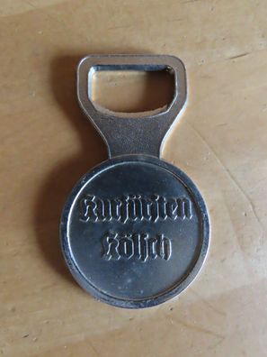 Flaschenöffner Öffner für Kronenkorken Metall silberfarben Kurfürsten Kölsch Wappen