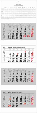 2027 ADINA Viermonatskalender 92x33cm mit Tagesanzeiger in Blockform