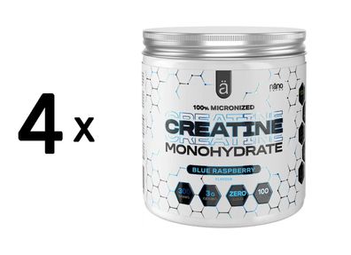 4 x NanoSupps Creatine Monohydrate - flavoured (300g) Blue Raspberry