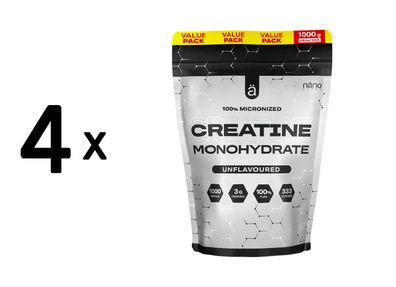 4 x NanoSupps 100% Micronized Creatine Monohydrate (1000g)