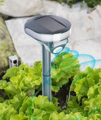 NEU Ultraschall Solar Tierschreck Bewegungssensor LED Licht Ton für Abwehr Tiere
