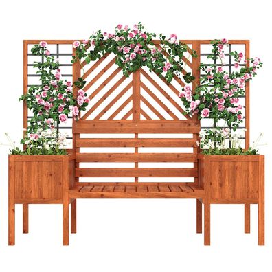 Sonnenh Gartenbank mit Pflanzkasten Braun Holz 170 x 145 x 42 cm