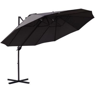 Sonnenh Doppelsonnenschirm Grau 440 x 270 x 250 cm Kurbel Terrasse