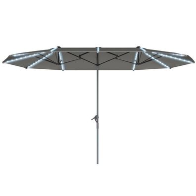 Outsunny 451x267cm Solar LED Aluminium UV50+ Sonnenschirm Dunkelgrau