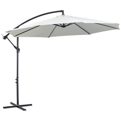 Outsunny 300cm Cremefarben Sonnenschirm Handkurbel Stahl Terrasse Garten