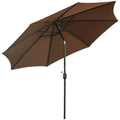 Outsunny Sonnenschirm Ø2,95x2,5m Handkurbel Braun Polyester Marktschirm