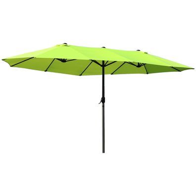 Outsunny 460x270cm Oval Gartenschirm Grün Handkurbel Doppelsonnenschirm