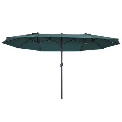 Outsunny Dunkelgrün Oval Doppelsonnenschirm 460x270x240cm mit Handkurbel