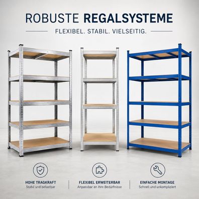 HAGO® Schwerlastregal Lagerregal Werkstattregal MDF verzinktes Metall Stauraum