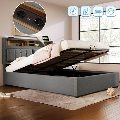 Polsterbett Doppelbett 140x200 USB C Ladefunktion Ohne Matratze