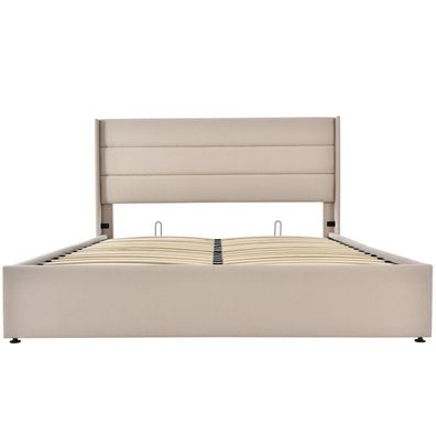 Sonnenh Polsterbett Beige 160 x 200 cm mit Stauraum