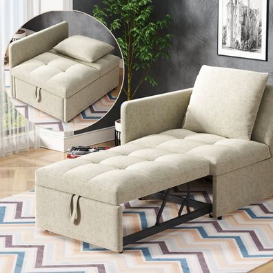 Polsterbett Schlafsofa 3in1 Multifunktions Leinenstoff Liegesofa