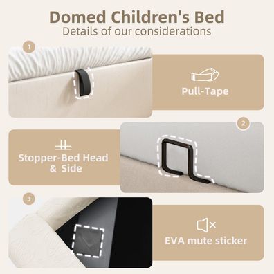 Polsterbett Kinderbett 90x200cm Beige Kosmisch Muster Ohne Matratze