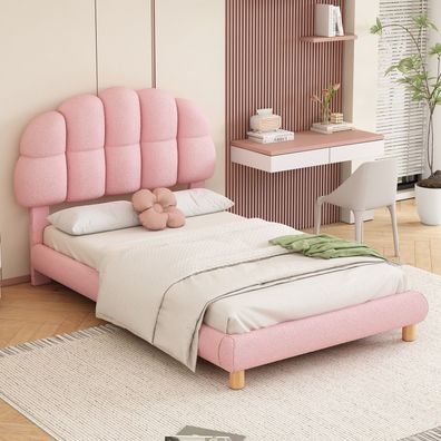 90x200cm Kinderbett Jugendbett Polsterbett Rosa Holzlattenrost