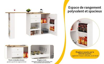 Sonnenh Bartisch 105 x 39 x 102 cm Weiß MDF mit Stauraum