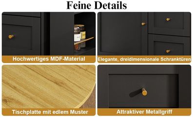 Ausziehbarer Bartisch 138-204×39×105cm Schwarz mit Stauraum