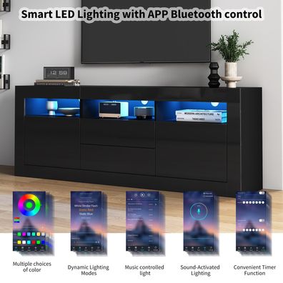 Sonnenh TV-Ständer 160 x 35 x 60 cm mit LED, Schubladen