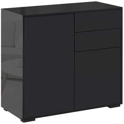 HOMCOM Sideboard Schwarz 117x36x74cm 2 Schubladen 2 Türen Kippschutz