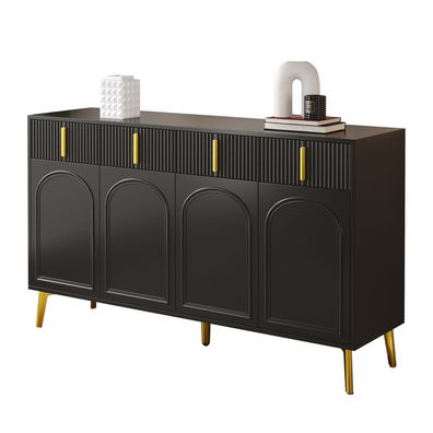 Sideboard 4 Türen 4 Schubladen 140x38x82 cm Gold Griffen Beine Wohn Esszimmer