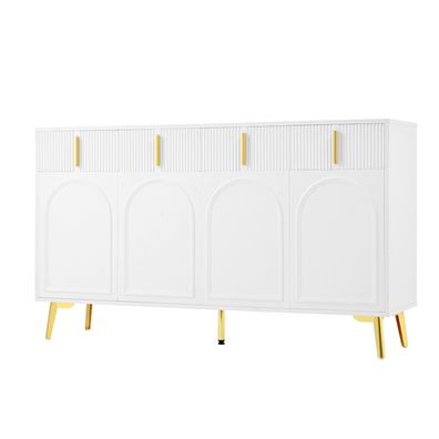 Sideboard 140cm mit 4 Türen 4 Schubladen Gold Griffen Beinen Wohn Esszimmer
