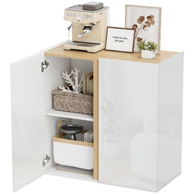 HOMCOM Weiße Kommode Sideboard mit Soft-Close-Türen für Wohnzimmer Küche