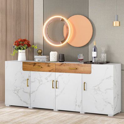 Sideboard Küchenschrank 208x39.5x80cm 4 Türen 2 Schubkästen