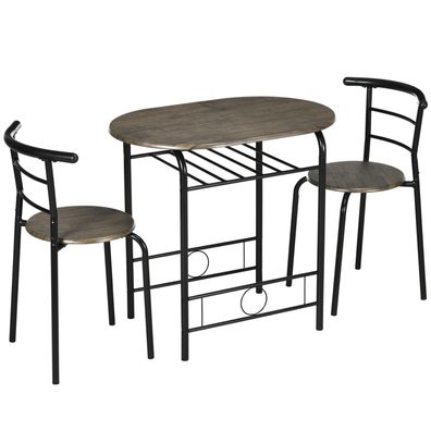 Sonnenh Essgruppe Schwarz 80 x 53 x 74 cm Tisch mit 2 Stühlen Küche