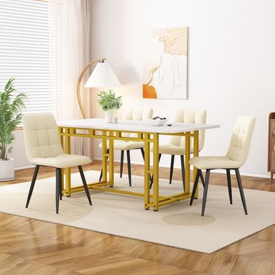 120x70cm Moderner Metallgestell Esstisch Golden Beine Wohnzimmer Esszimmer