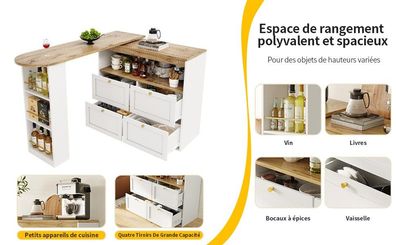 Sonnenh Servierwagen Weiß MDF 105 x 39 x 102 cm mit Stauraum Küche