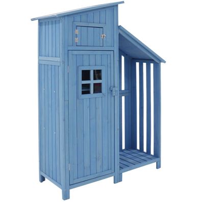 Sonnenh Gartenschrank Blau Holz 124 x 46 cm Gerätehaus für Garten